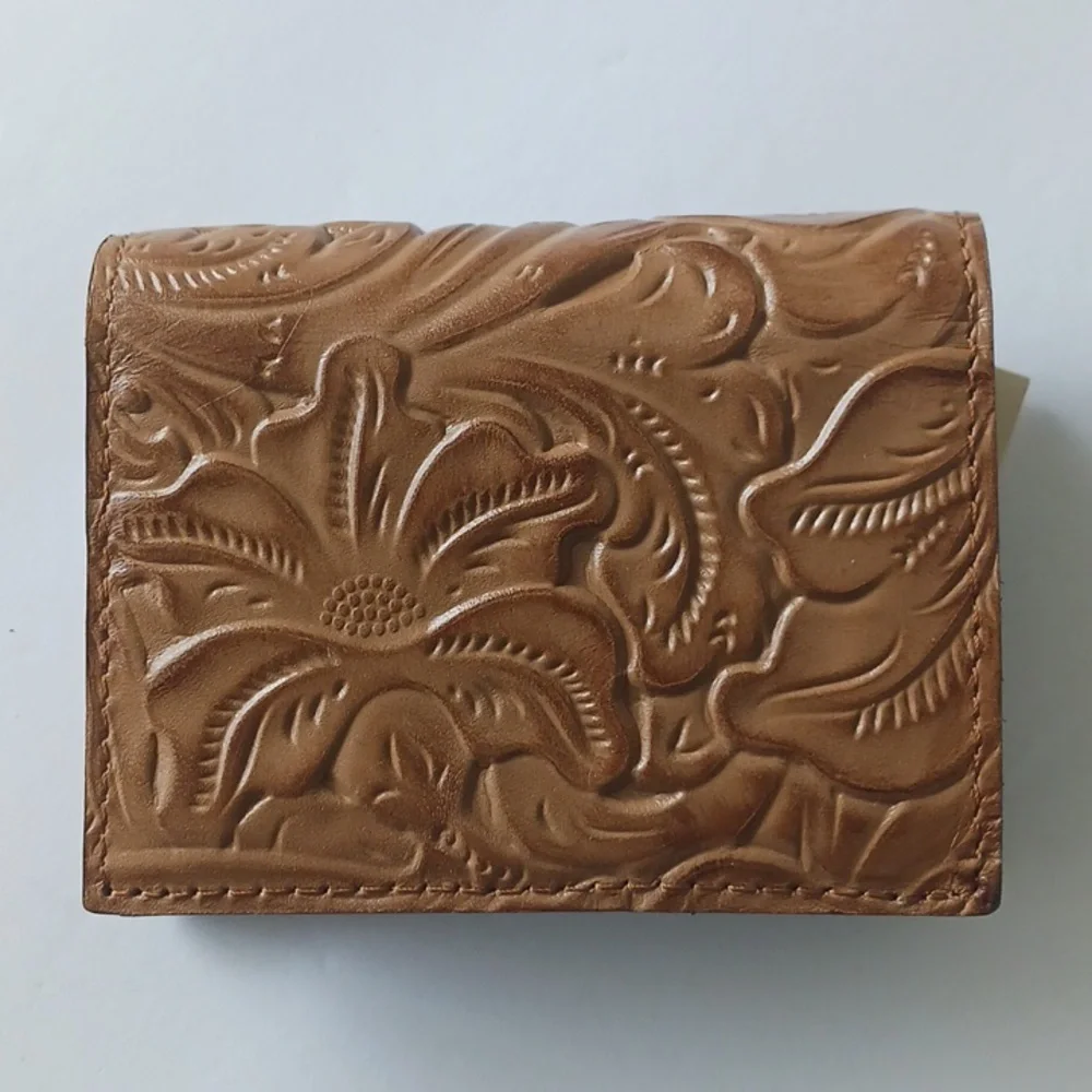 Patricia NASH Brown Leather Small Wallet Tooled Clara Biscuit